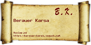 Berauer Karsa névjegykártya